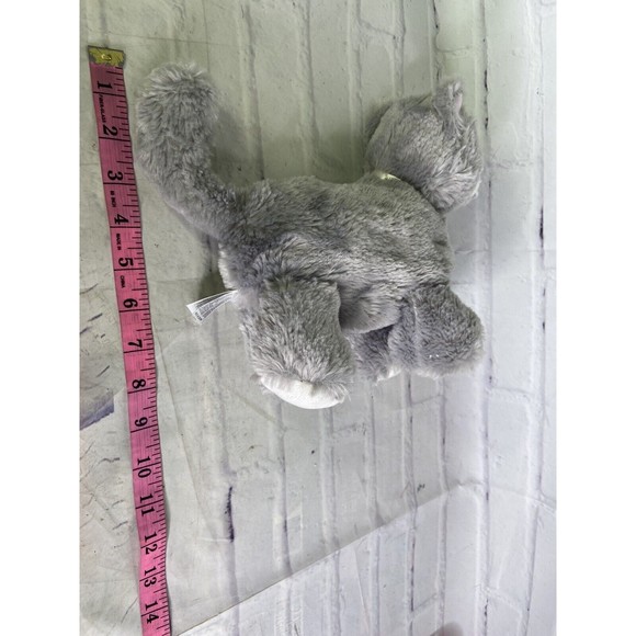 Fiesta Kitten Kitty Cat Floppy Stuffed Plush Gray White Fish Bone Bow Pink Nose - Picture 10 of 10